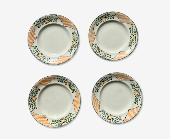 4 assiettes plates Longwy