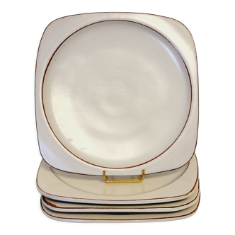 Olivier Roy Vallauris 4 assiettes plates en céramique vintage 1972