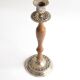 Sculpted wood and metal candle holder
