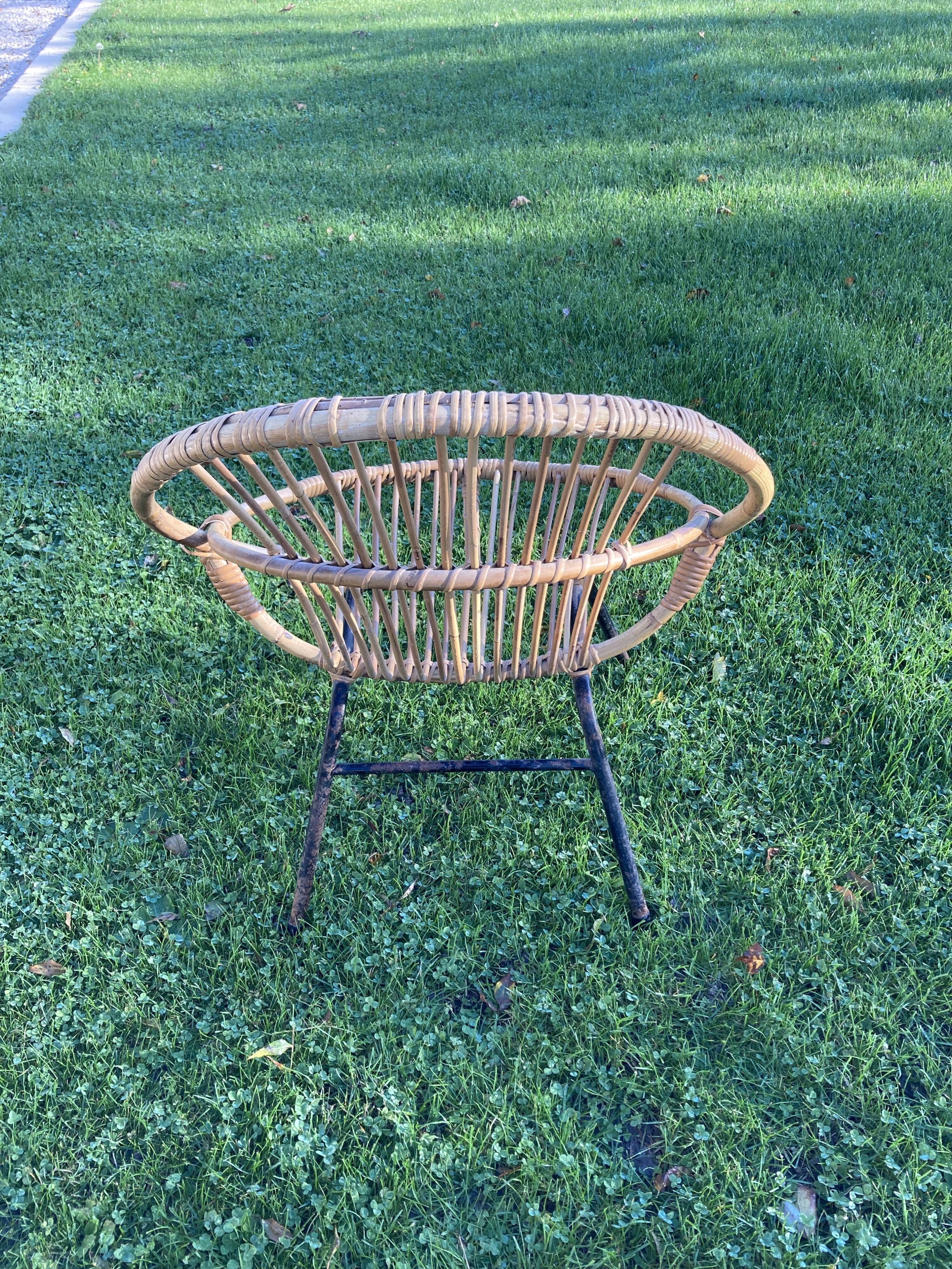 Rattan armchair Dirk Van Sliedregt for Rohe Noordewolde 60s