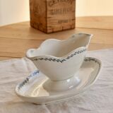 Old Saint-Amand ironstone sauce boat model 4022 - Blue floral rim