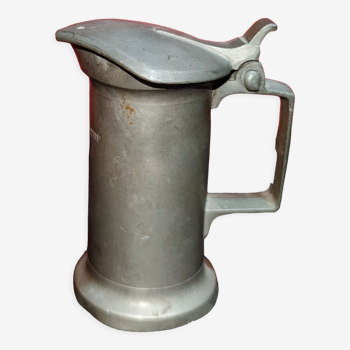 Old pitcher deciliter measure tin hallmarks leseigneur deverre in caen XlXth