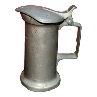 Old pitcher deciliter measure tin hallmarks leseigneur deverre in caen XlXth