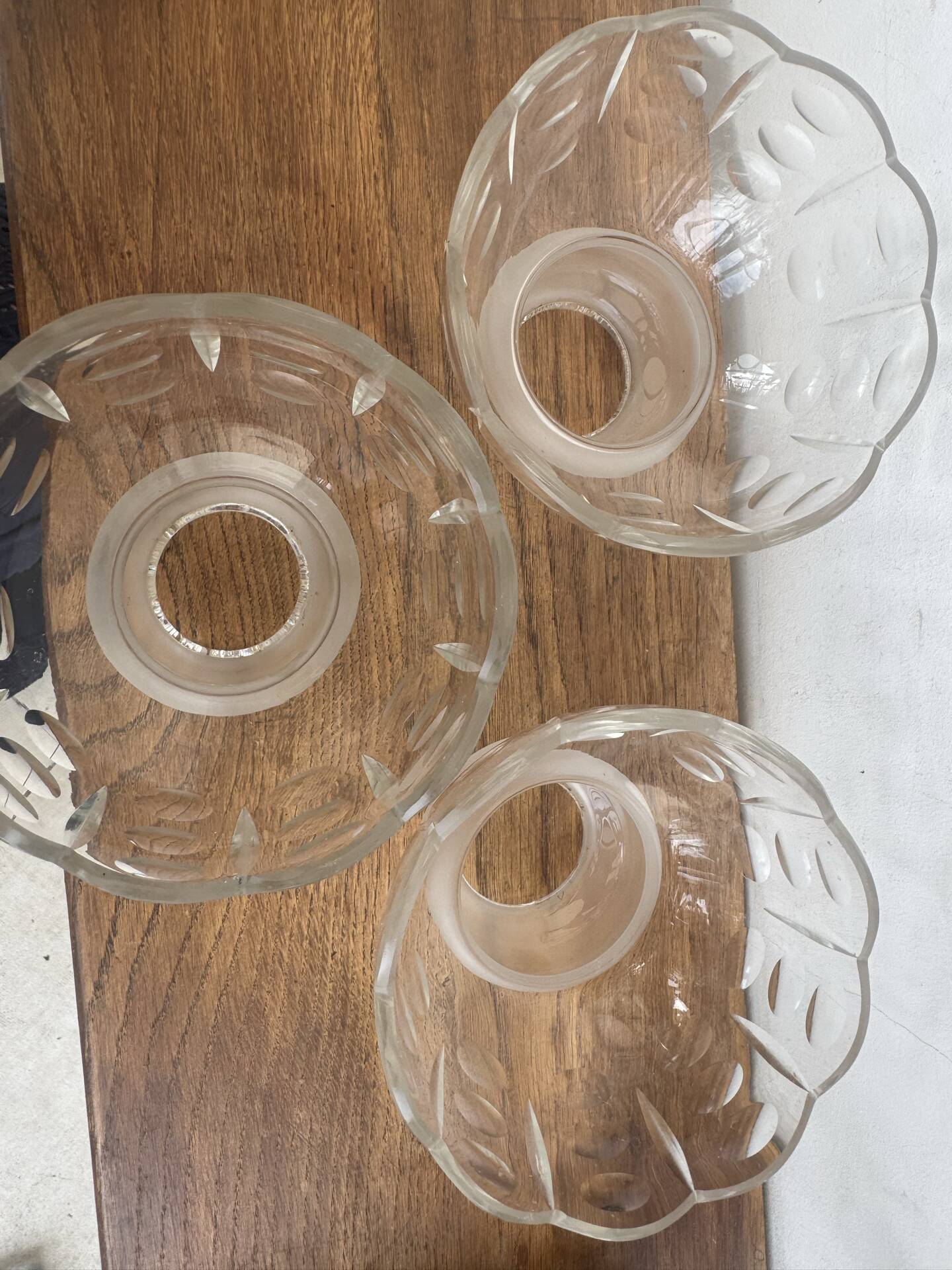 Lot 3 Tulips Antique Glass Cut Frosted Art Deco Lamps Lu