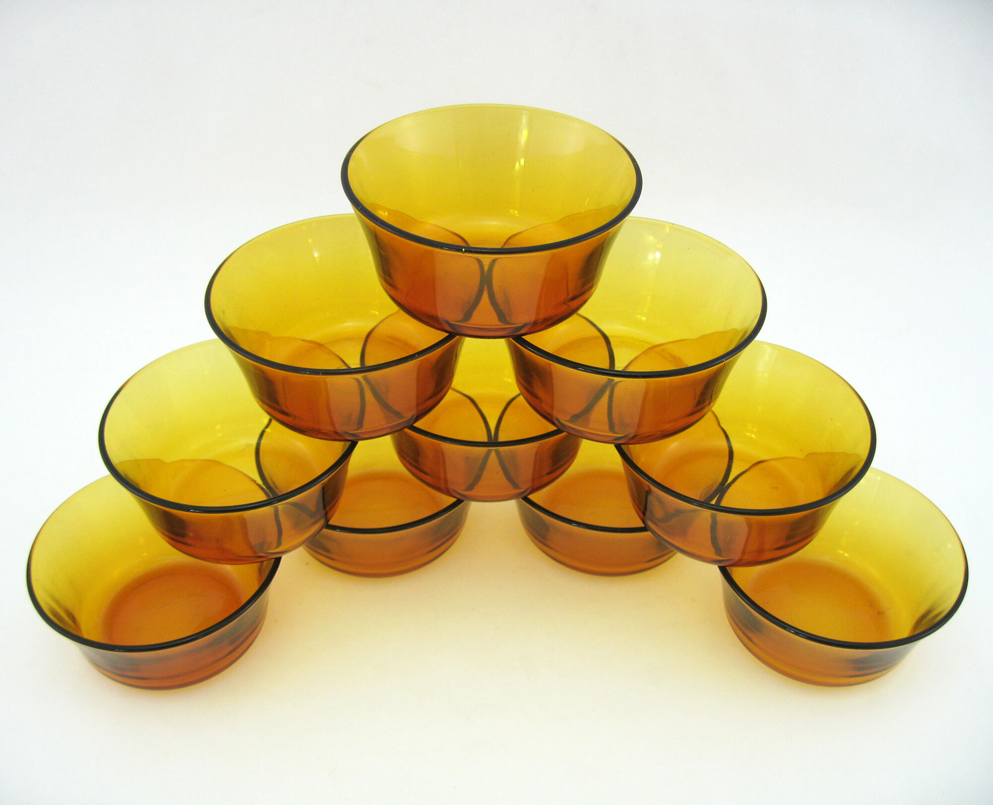 10 amber yellow tempered glass cups - Duralex France - vintage 70s