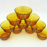 10 amber yellow tempered glass cups - Duralex France - vintage 70s