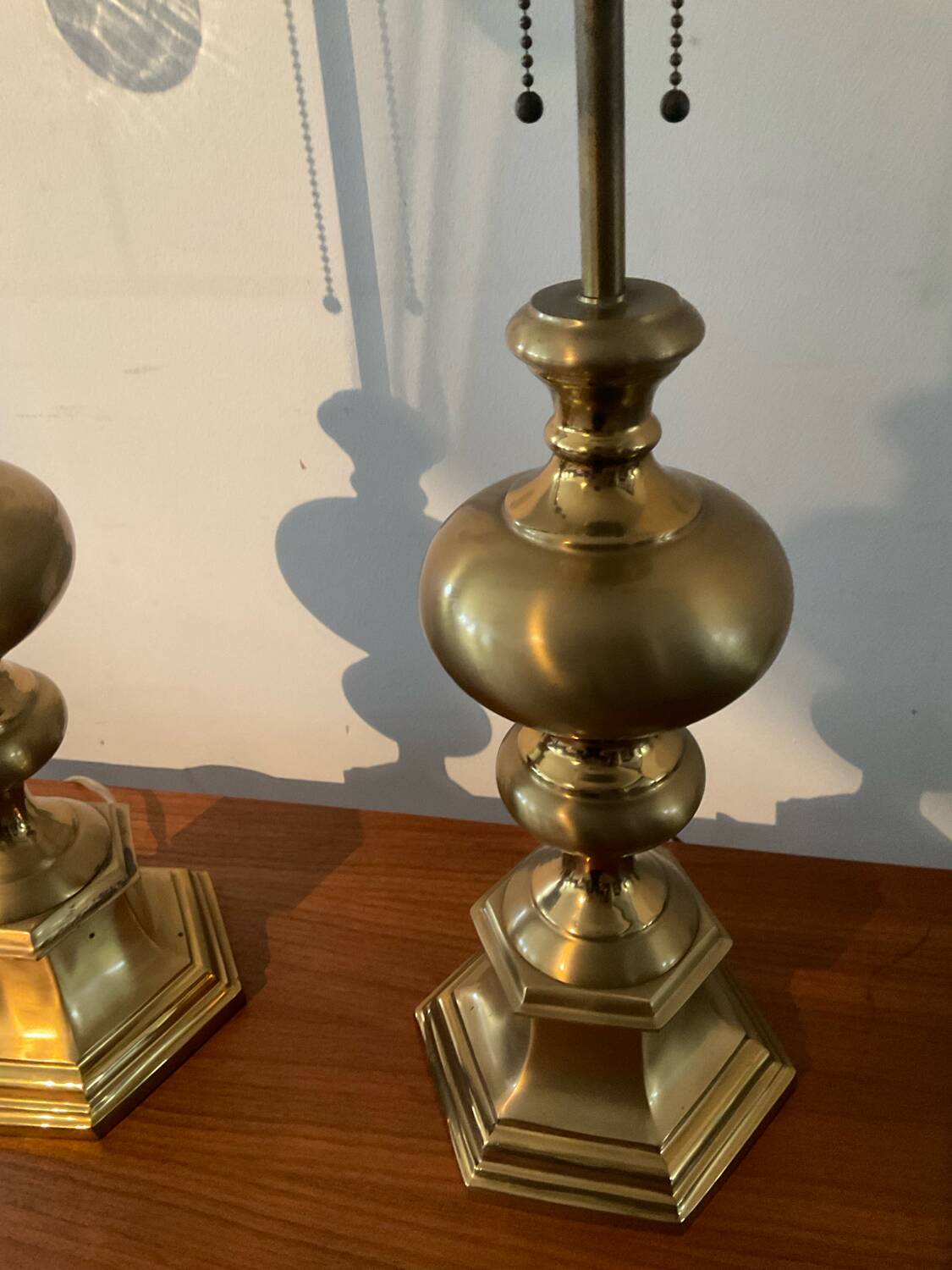 Pair of vintage bronze and brass lamps