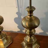 Paire de lampes vintage en bronze et laiton