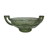 Coupe sur pied en verre gris fumé signée Val St Lambert  art déco