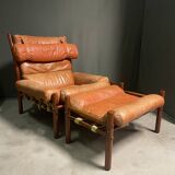 Fauteuil et tabouret INKA d'Arne Norell, années 1960