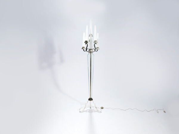 Lampadaire en bronze et cristal de Sabino vers 1930