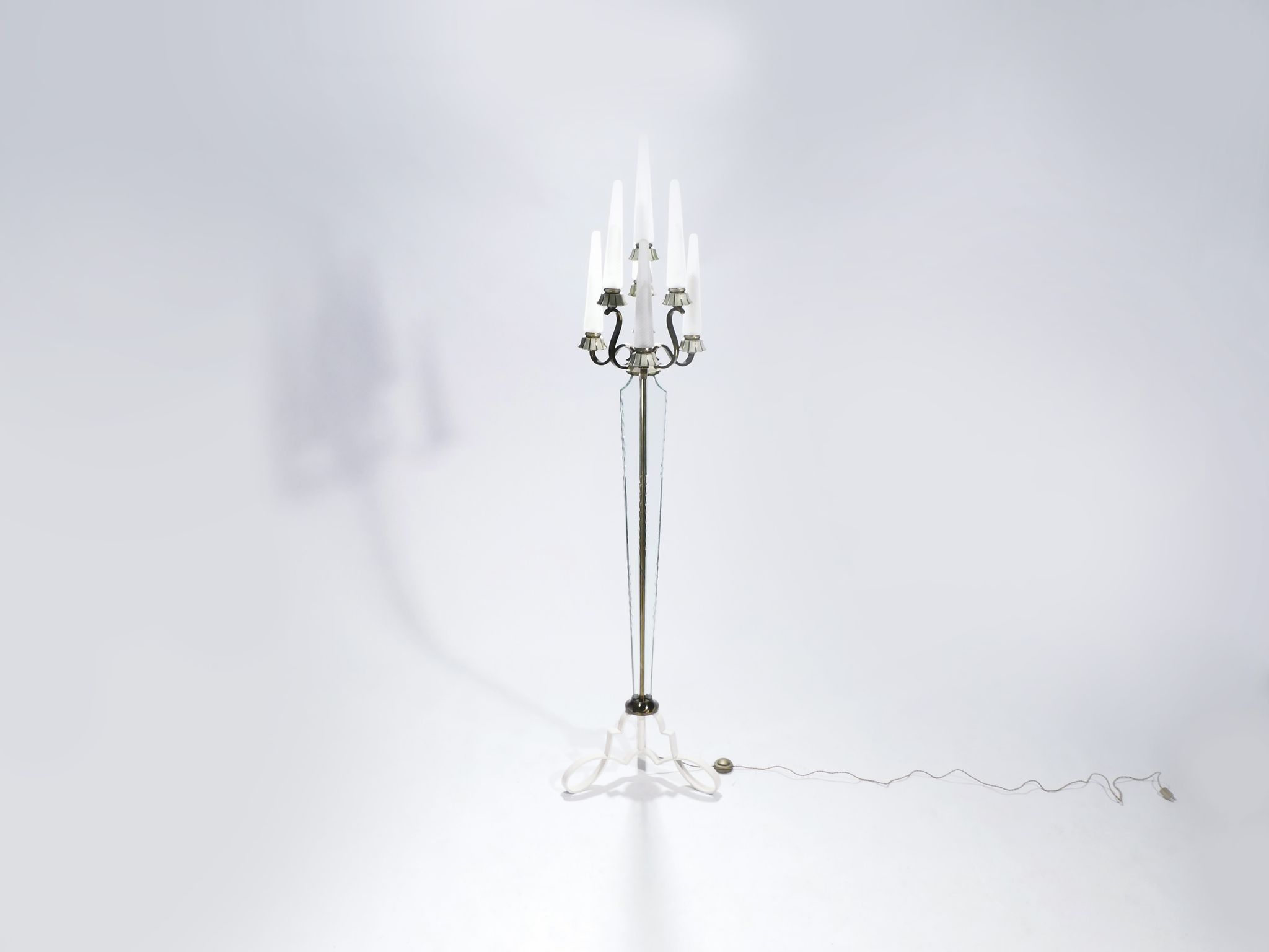 Floor lamp in bronze and crystal Sabino 1930