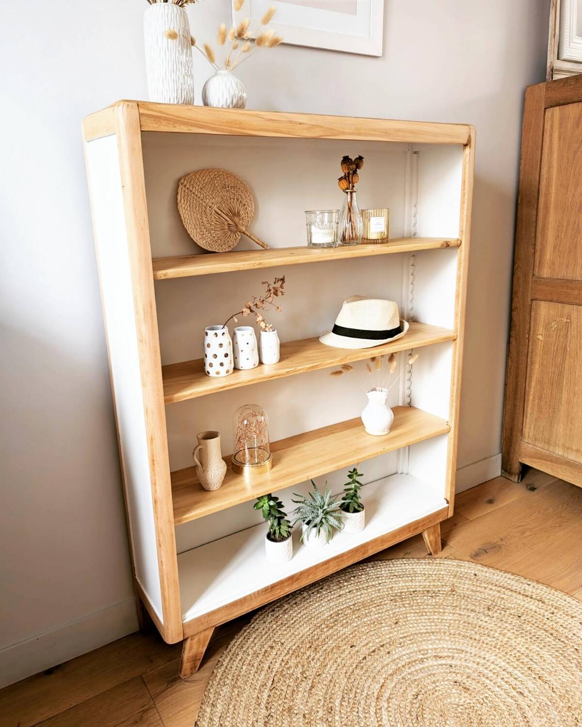 1950s compass foot bookcase shelf