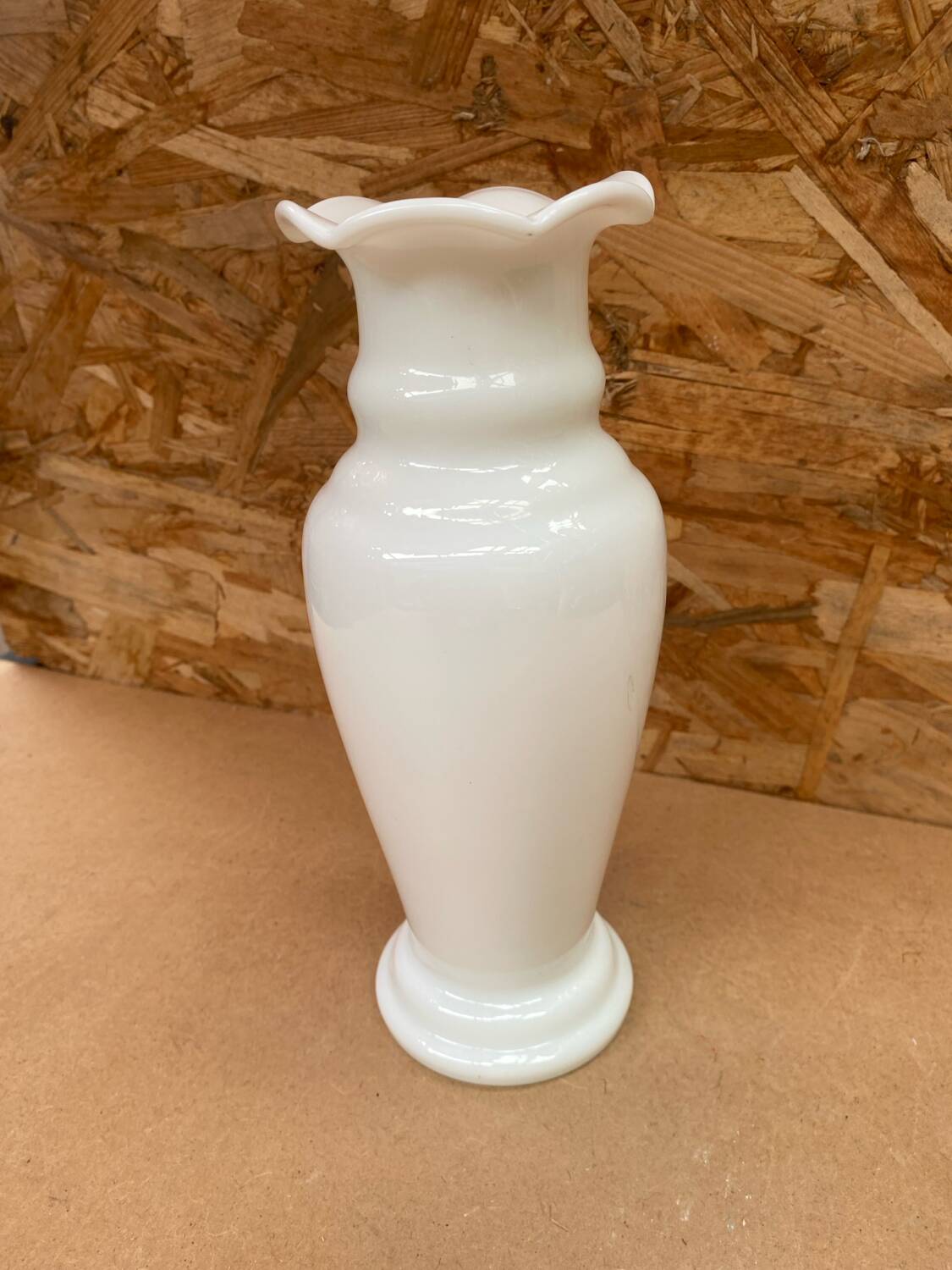 Old White Opaline Soliflore Vase Vintage Corolla Neck
