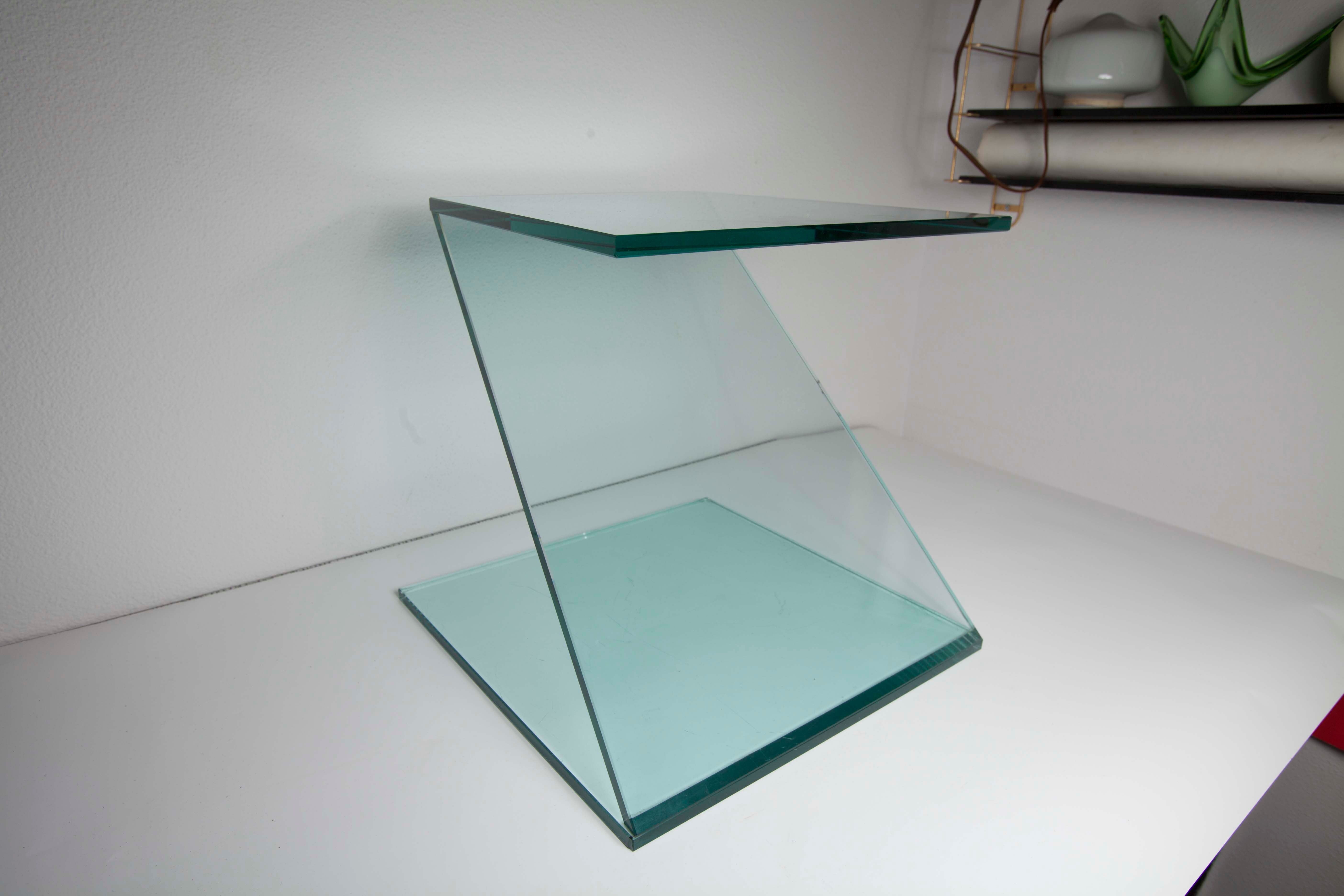 Z-shaped tempered glass side table