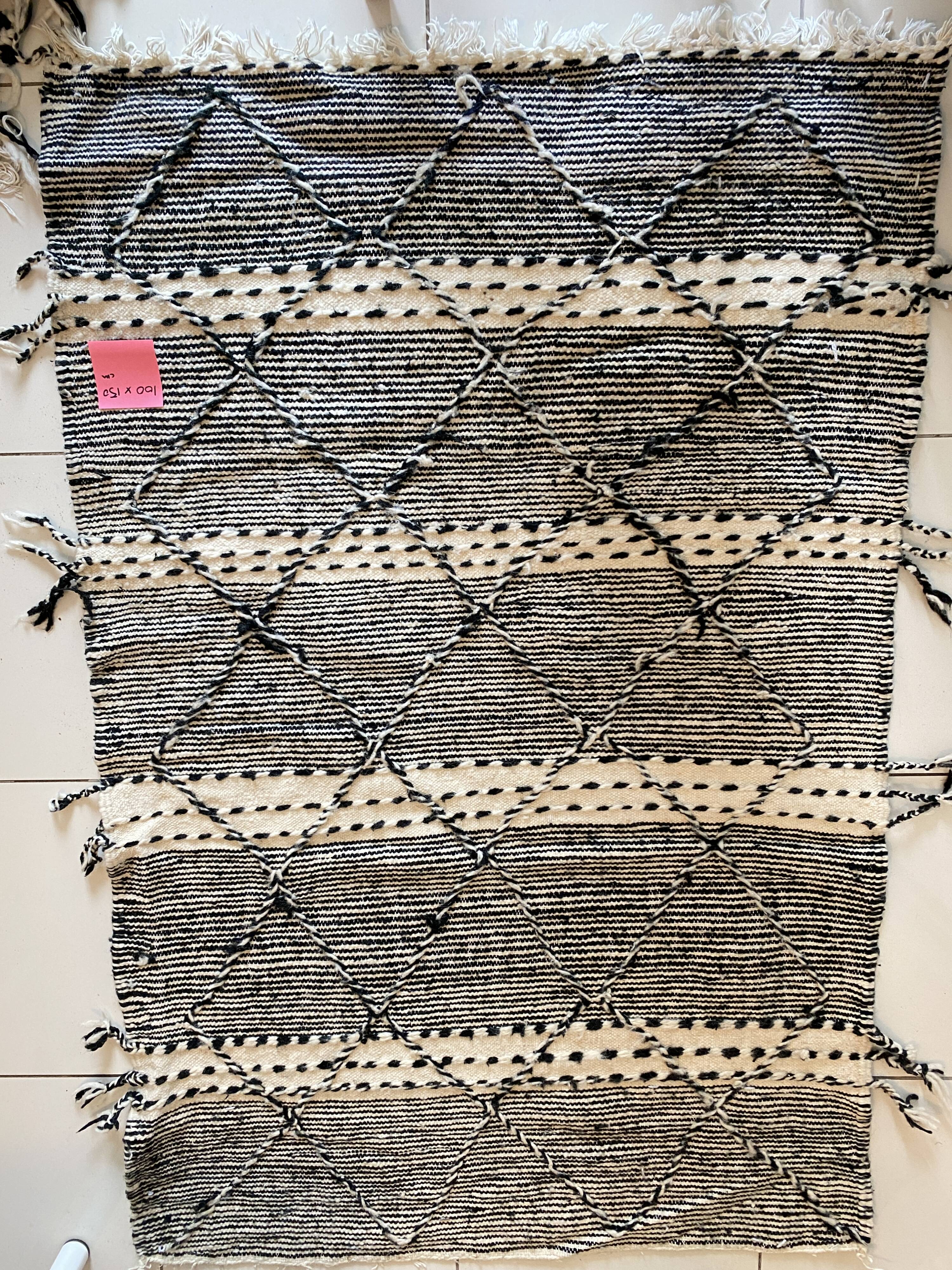 Black and white Moroccan Kilim rug
