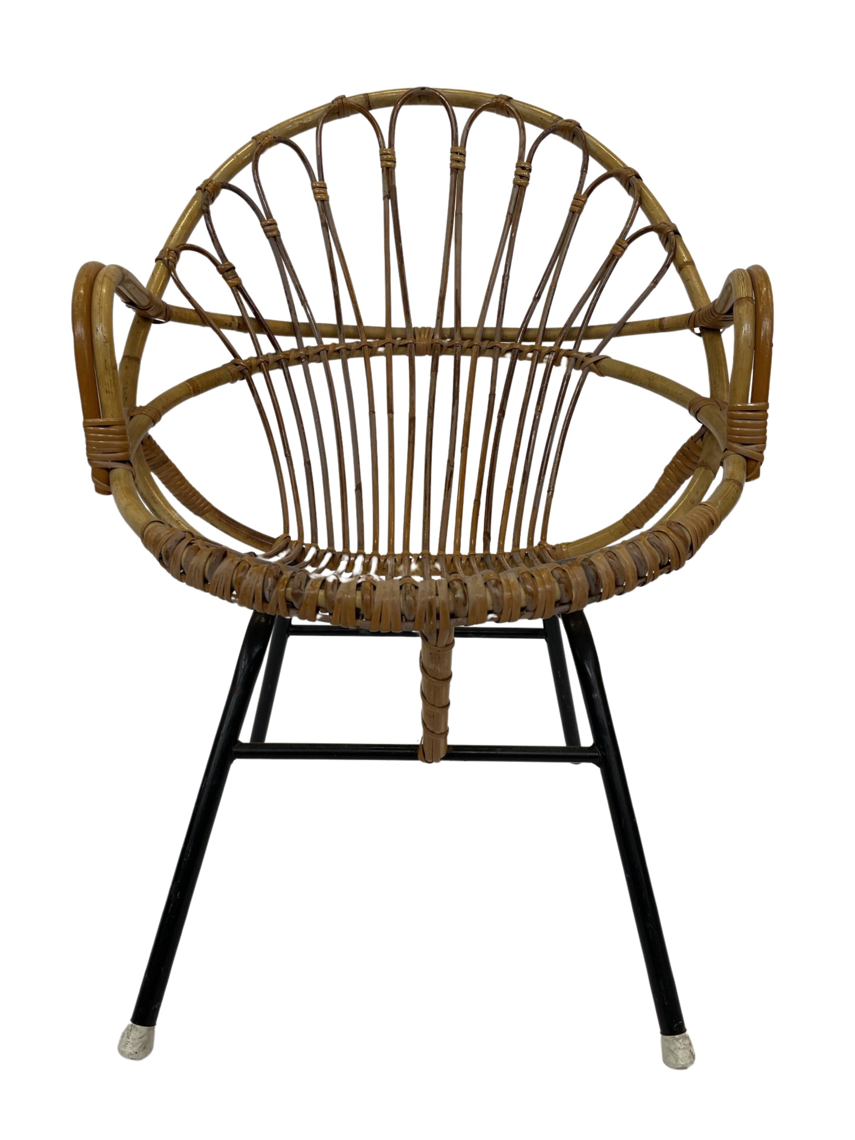Rattan chair by Dirk van Sliedregt Rohe Noordwolde 1960 in the Netherlands