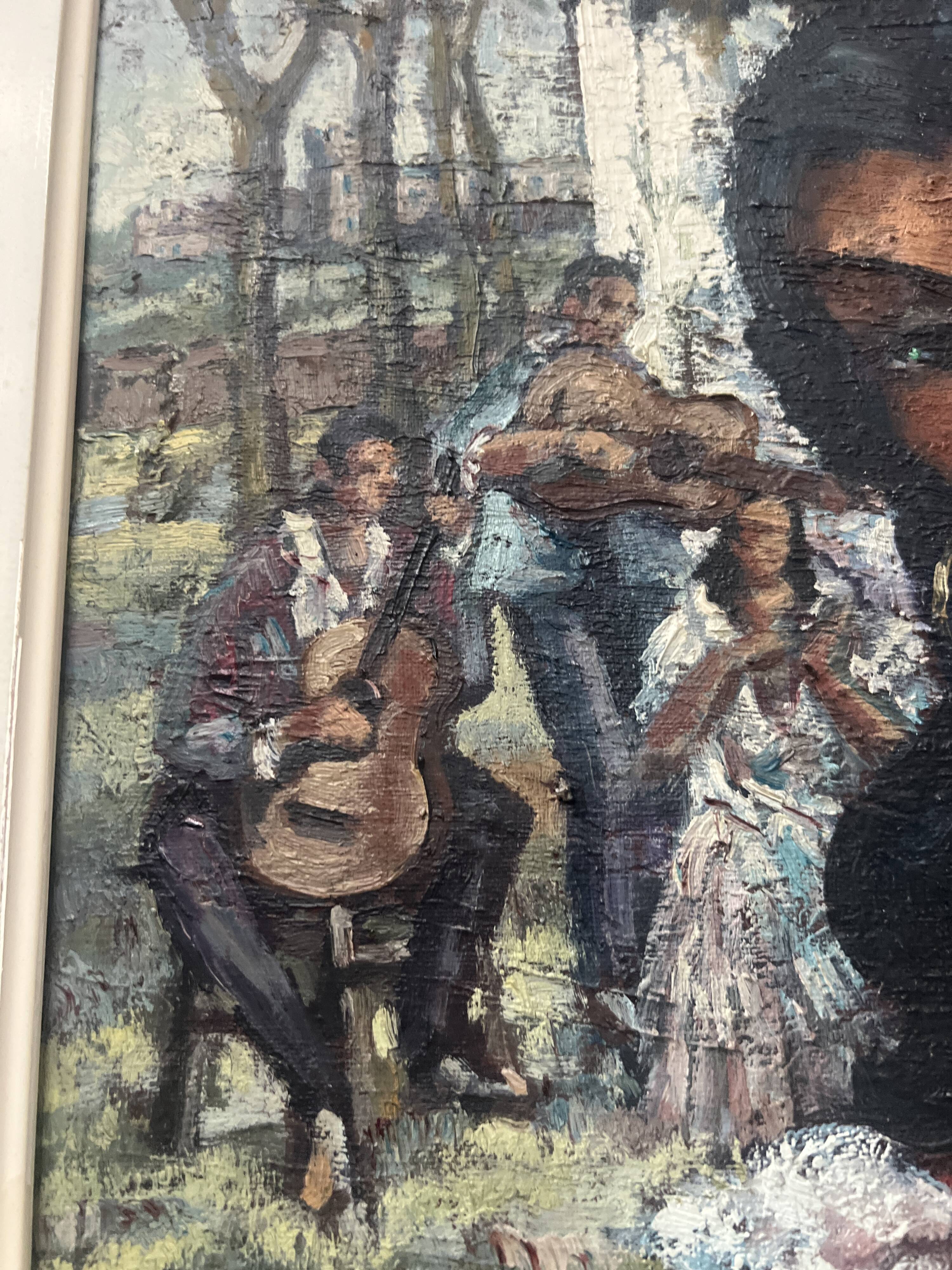 " La Gitane " huile sur toile encadrée. XX siècle