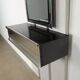 Vintage wooden console table with aluminum mirror, Italy, 1970s, original