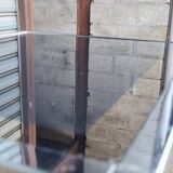 Pair of side tables in chrome metal and glass