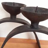 Duo of vintage brutalist candlesticks