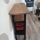 Console oak, steel and boxes coca cola