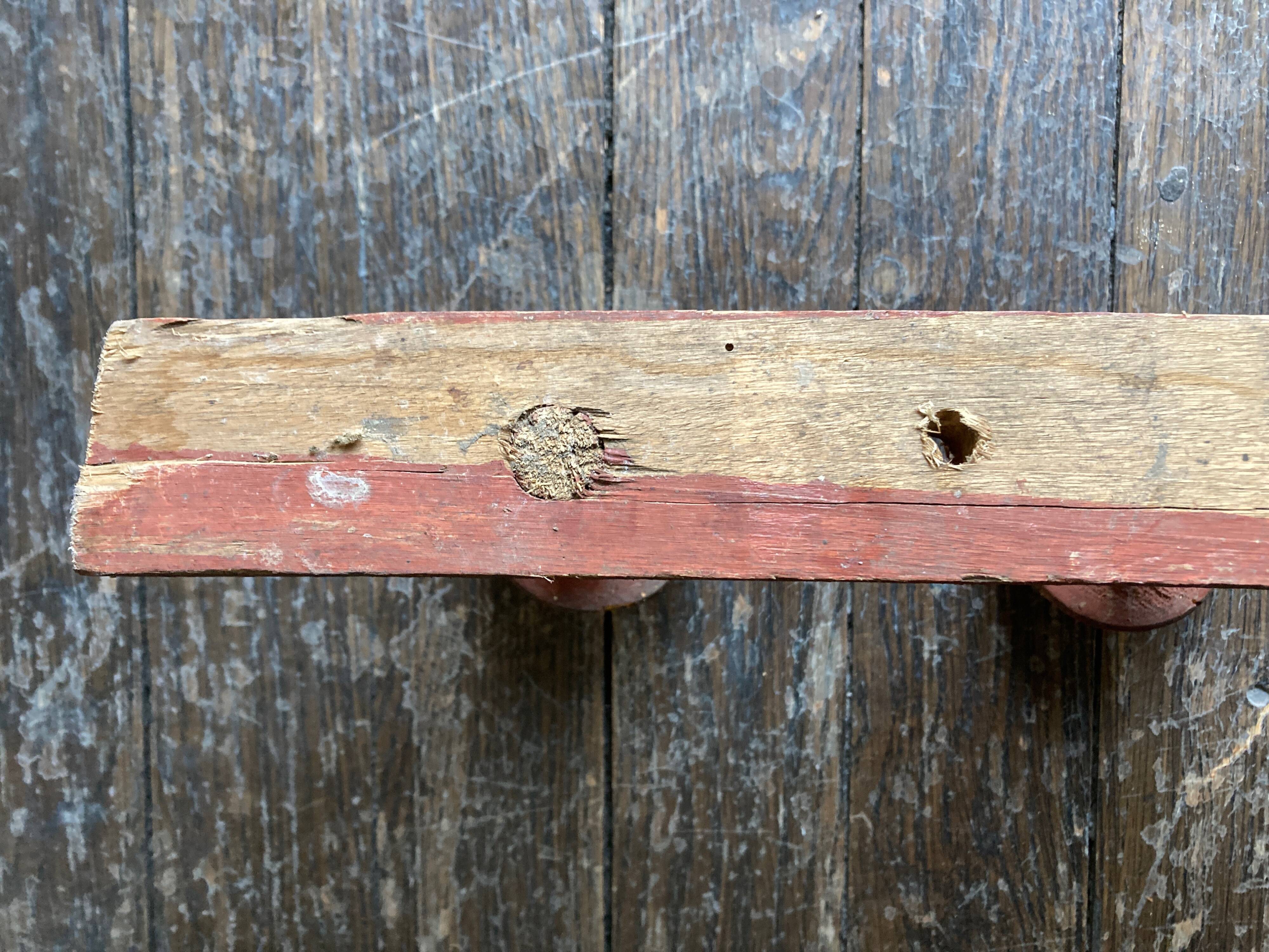 Original patina wooden farmhouse coat hook 86cm