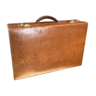 Leather suitcase early 20th century signed