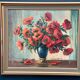 Original Swedish Oil on Canvas – "Red Poppies in a Blue Vase" by C. Horst – Signed – Vintage and Framed – 72 × 62 cm (28.3" × 24.4")