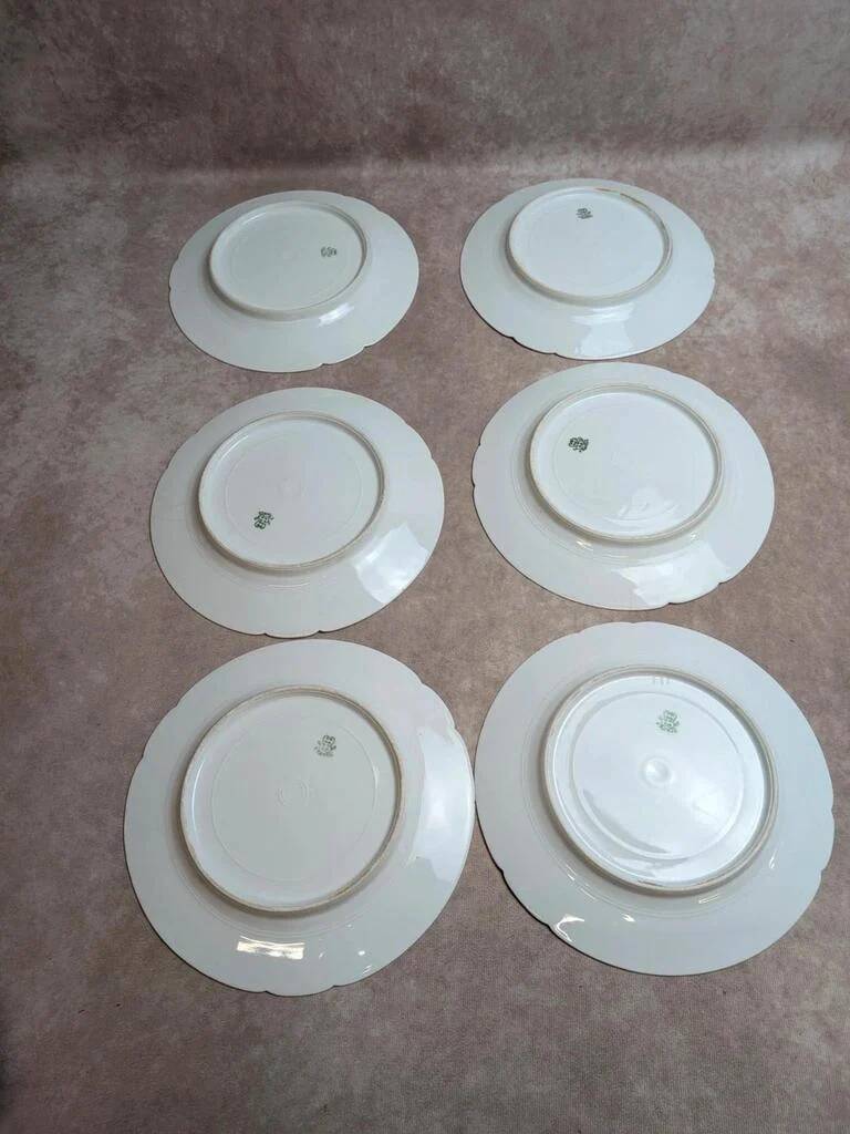 Set of 6 vintage French porcelain plates – pink floral design