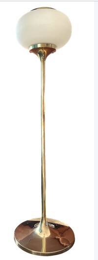 Art Deco floor lamp in brass and opaline glass - 1.30 m