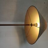 Wood and brass floor lamp