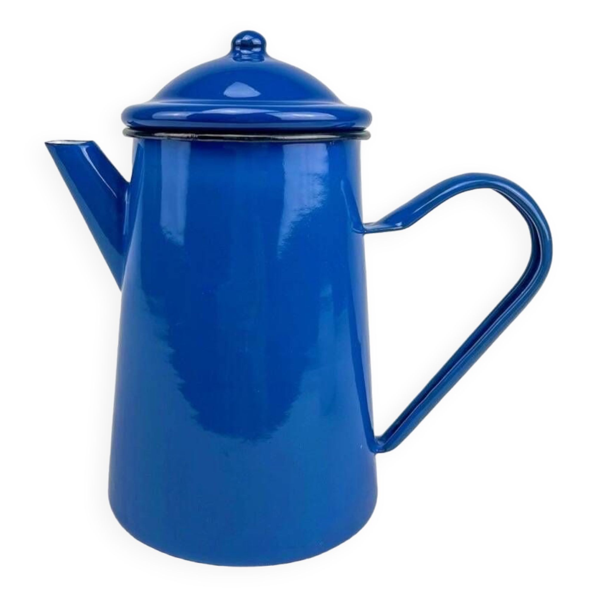 Coffee maker in midnight blue enameled sheet metal