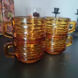 Set of 4 Vereco amber glass cups