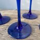 6 blue glass cocktail glasses, 1980