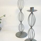 Geometric METAL CANDLE HOLDERS Patinated Gray