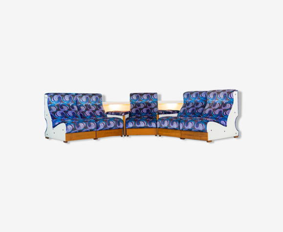 Ensemble de fauteuils modulaire 7 modules en velours design années 70