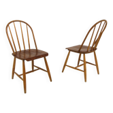 Set of 2 Scandinavian "Pinnstol" chairs in teak, Sweden, 1960.