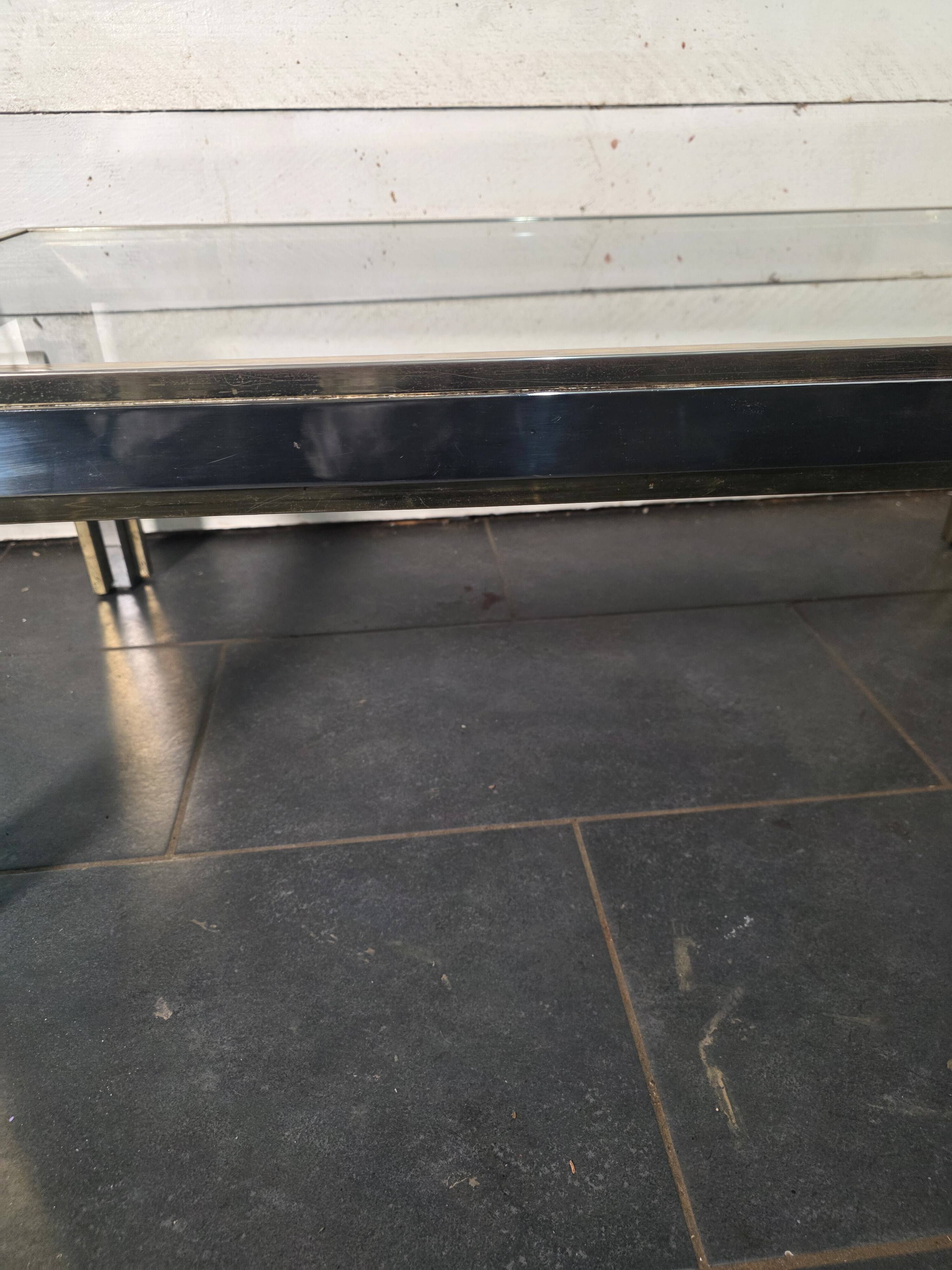 Chrome and gold metal coffee table by Romeo Rega from the 1970s.