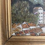 Old painting, mountain landscape signed Billet