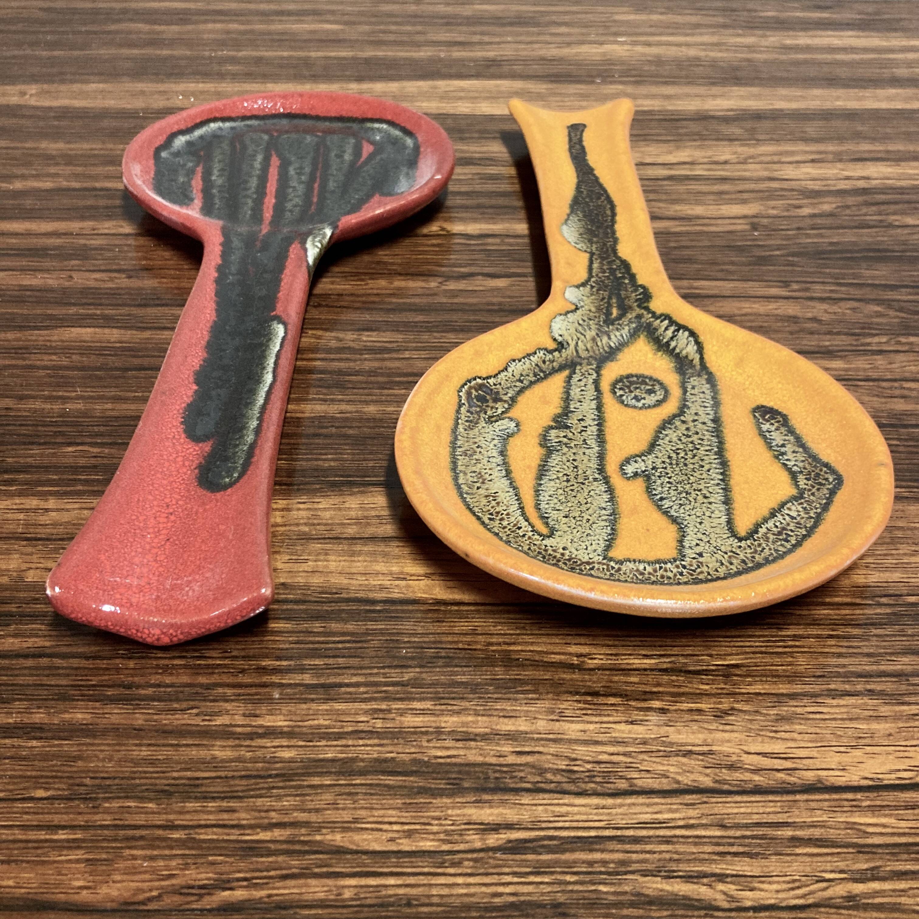 Pair of entirely handmade ceramic spoons.