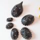 Hedgehog ensemble attributed to Walter Bosse, black patinated brass, circa 1950.