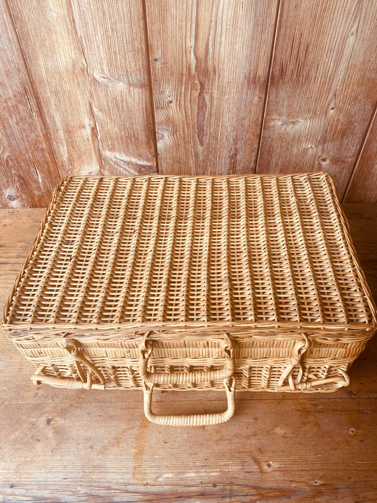 Vintage rattan suitcase