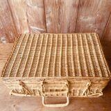 Vintage rattan suitcase