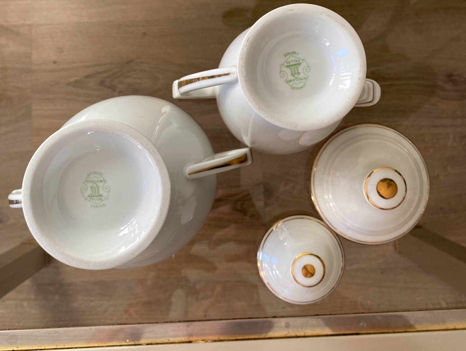 Sugar bowl and milk jug in Pallas Limoge porcelain