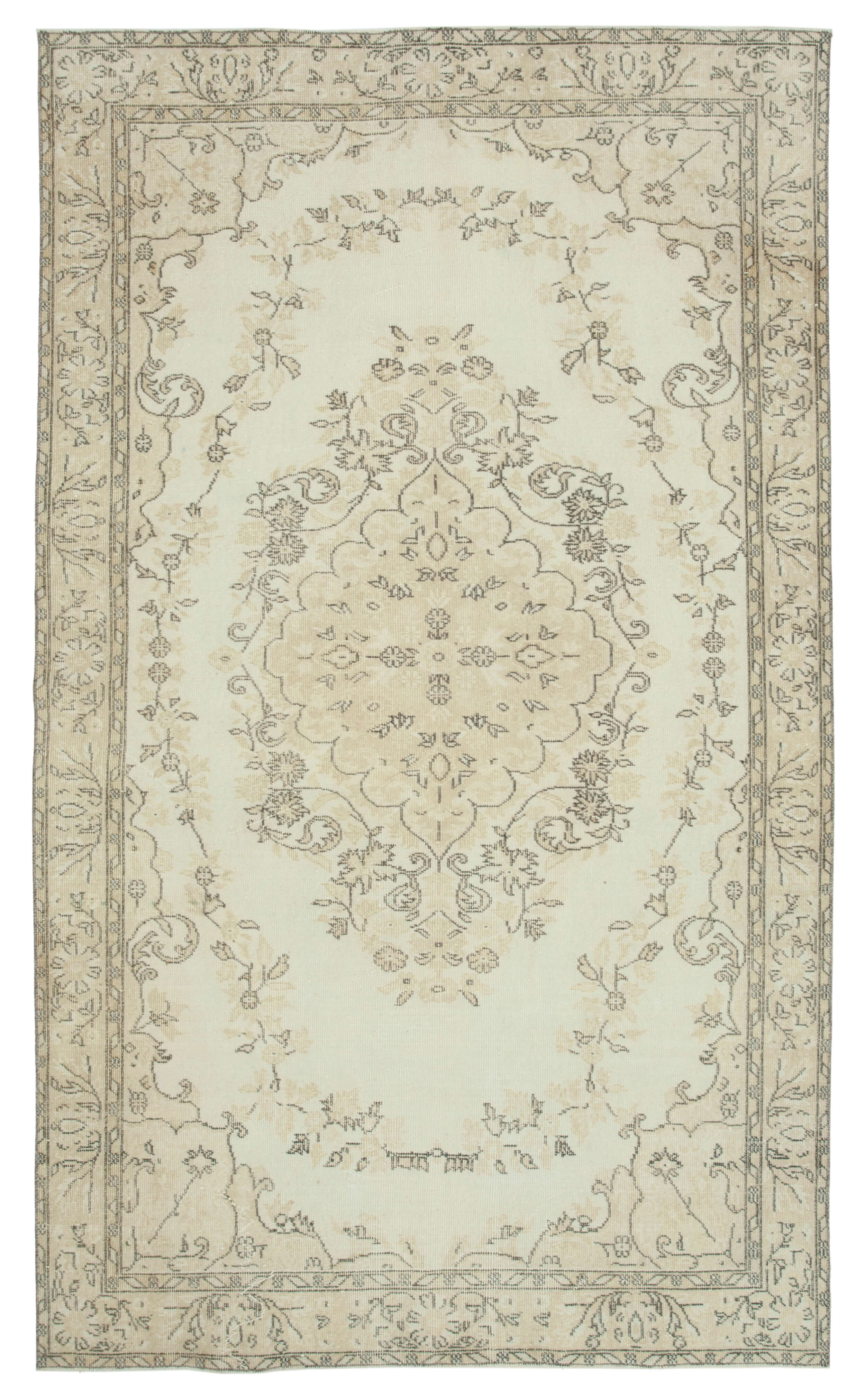 Handwoven anatolian beige carpet 174 cm x 294 cm