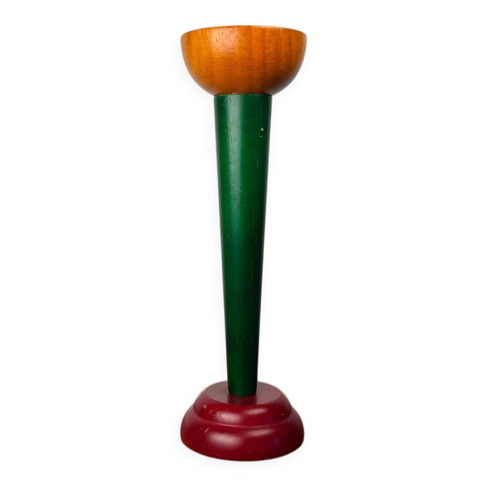 Postmodern yellow, green, red wooden chandelier Monokel by Ikea, 1980s.