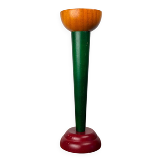 Postmodern yellow, green, red wooden chandelier Monokel by Ikea, 1980s.