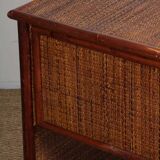 Vintage wicker, bamboo and brass desk by Dal Vera, 1970s