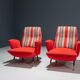 Set of 2 Italian disco chairs in original tapestry 1960s